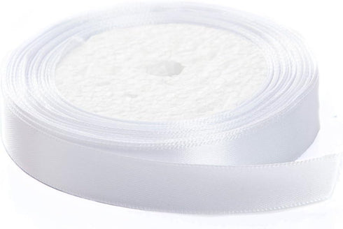 FYdxeud Solid Color Satin Fabric Ribbon for Gift Wrapping, Craft, Hair Bow, Wedding Deco … (White, 3/4" x 25 Yards)...