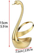 AnSaw Gold Swan Base Holder Set with 10 Pcs 4.7" Mini Leaf Teaspoons & Dessert Forks - Perfect for Appetizers,Salads,Cakes,Fruits,Cocktails,Tea,Es...