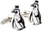 Penguin Top Hat Cane Formal Winter Pair of Cufflinks in a Presentation Gift Box & Polishing Cloth...