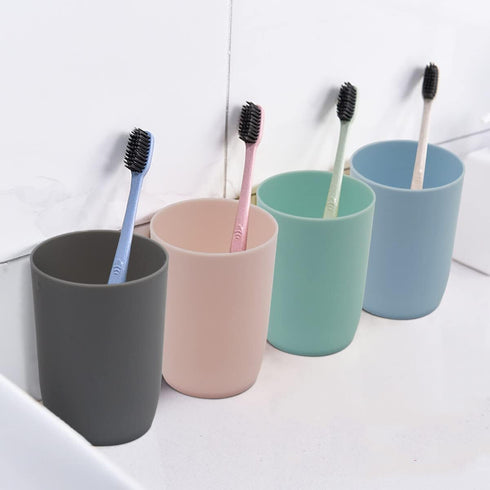 Topsky 4-Pack Bathroom Tumbler - Plastic Toothbrush Cup - Reusable Drinkware - Mouthwash Cup...