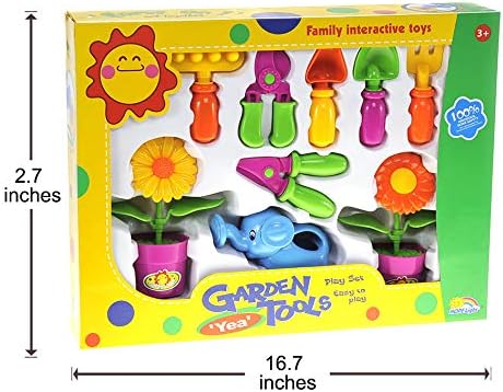 PowerTRC Toddler Gardening Set, Gardening Tools Toy - 9 Pieces Pretend Gardening Toys, Toddler Learning Toys, Summer Toys for Boys Girls Ages 3+...