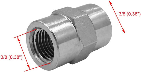 (4-PACK) 5000-02-02 Hydraulic Hose Adapter Fitting 1/8" Female (1/8-27 NPTF) × 1/8" Female (1/8-27 NPTF) SAE Straight Pipe Joints Connector Carbon...