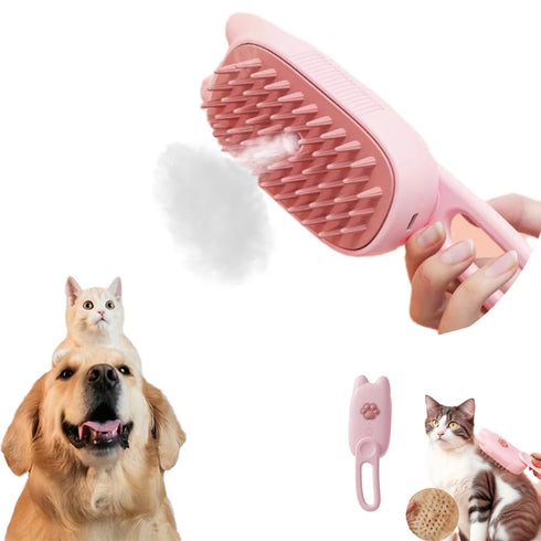 Steam Cat Brush Dog Brush for Shedding Rechargeable Cat Brush Unique Pet Brush The Handle Can be Rotated 360° (pink)...