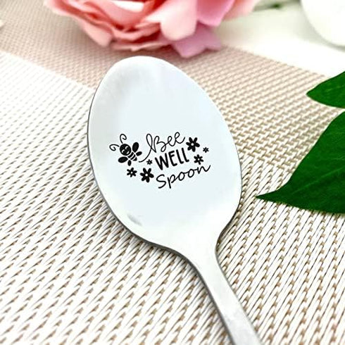 Bee well spoon Get Well Spoon Get Well Gifts for Women Men Best Recovery Gift Funny Food Dessert Tea Spoon Engraved Stainless Steel Encouragement ...