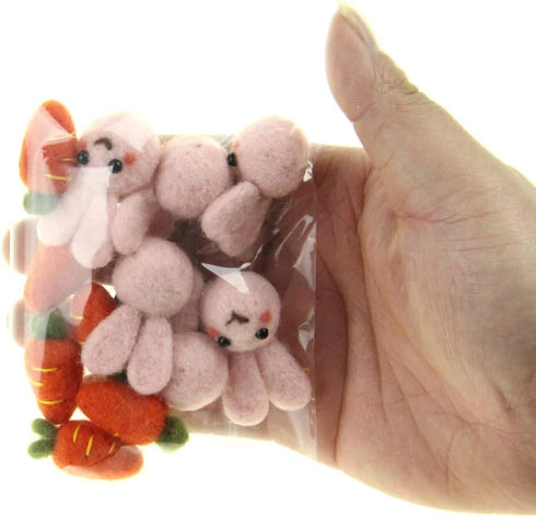 Handmade Easter Ornament Wool Felt Carrots Bunny...