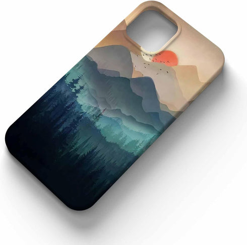 Wilderness Landscape for iPhone 14 Pro Case,Nature Mountain Sunset Scenery Case for Men Women,Full Cover Smooth Tough PC Case for iPhone 14 Pro...