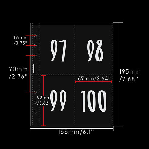25pcs A5 Clear PP Pre-Numbered 100 Envelopes Money Saving Challenge 6 Ring Binder Inserts 2.5''x3.5'' White NO.1-100 Pouches Cash Stuffing Sleeves...