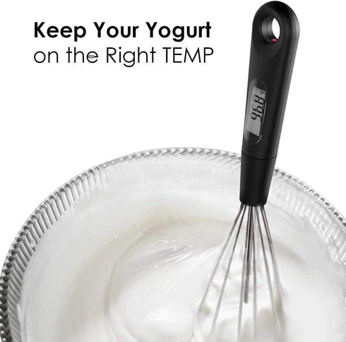 2 in 1 Stainless Steel Whisk Egg Beater & Instant thermometer Probe 12 inch for Cooking Candy, Yogurt, Chocolate, Butter Cream, Sause, Cake...
