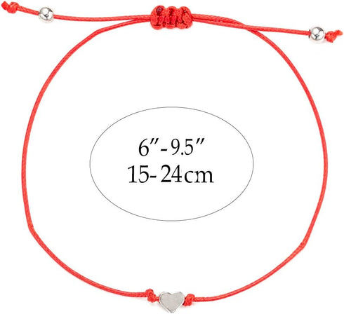 kelistom Red Black String Silver Gold Heart Charm Bracelets for Women Men Handmade Braided Wax Rope Adjustable Bracelet Friendship Jewelry...
