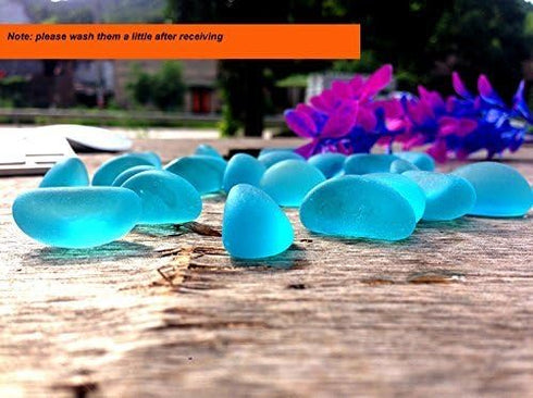 SumDirect 1 Pound Blue Tumbled Beach Sea Glass Beads Pieces for Aquarium, Crafts, Decor, Vase Filler...