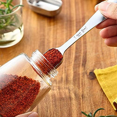 MEKBOK Heavy Duty Stainless Steel Metal Measuring Spoons for Dry or Liquid, Fits in Spice Jar, Set of 6...