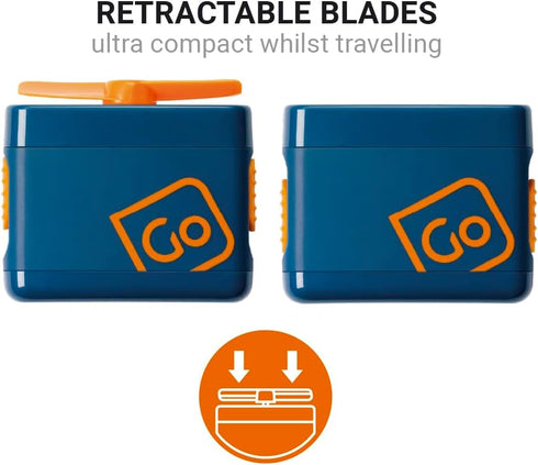 Go Travel Pocket-Sized Travel Fan, Portable Fan with Retractable Blades, Discreet, Battery-Powered Mini Fan, Travel Essentials...