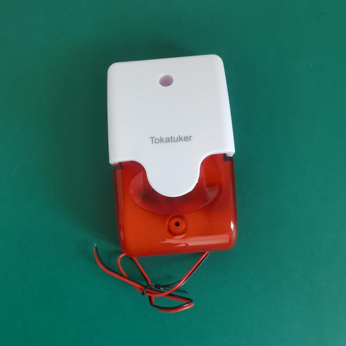 DC9 to 12V Wired Strobe Siren Red Light Sound Flash Buzzer Siren Home Security Alarm System Electric Security Siren 110dB@12V DC...