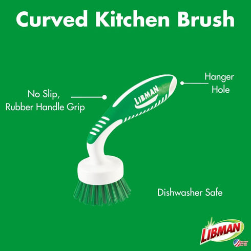 Libman Green & White Cleaning Brush Kit, 3-Piece Set, All-Purpose Brushes for Kitchen, Basins, Sinks, Dishwashers...