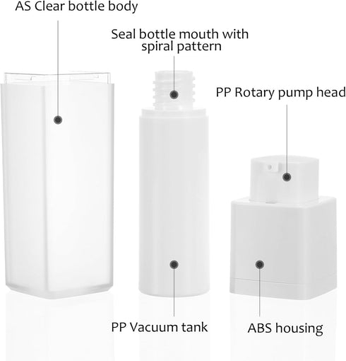 NOLITOY 3Pcs 30ml Airless Pump Bottles, Lotion Dispenser Travel Size Pump Container Empty Refillable Quartet Frosted Bottle for Cosmetics Skin Car...