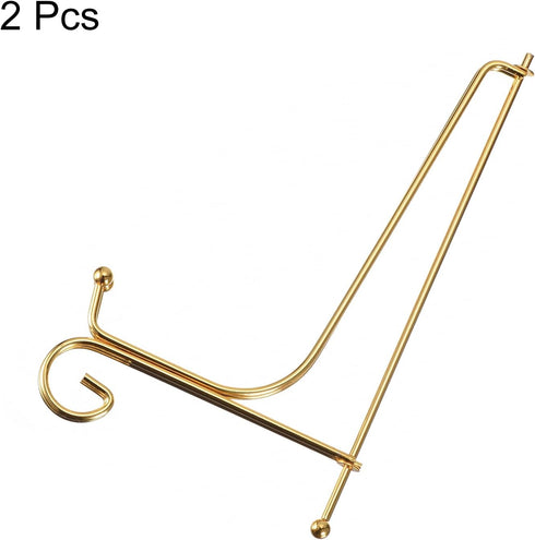 uxcell Plate Stand for Display, 10 Inch 2Pcs Iron Decorative Plate Holder Metal Easel Folding Display Stand for Photo Picture Frame, Gold...