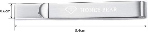 HONEY BEAR Mens Initial Alphabet Letter Tie Clip Bar - Normal Size Stainless Steel For Business Wedding Gift,5.4cm,Brushed Silver A - Z, 54 millim...