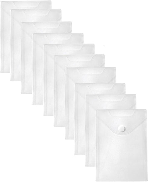7x9 Clear Plastic Envelopes Hook Loop Closure Receipt Stickers Storage Holder 10 Pack...