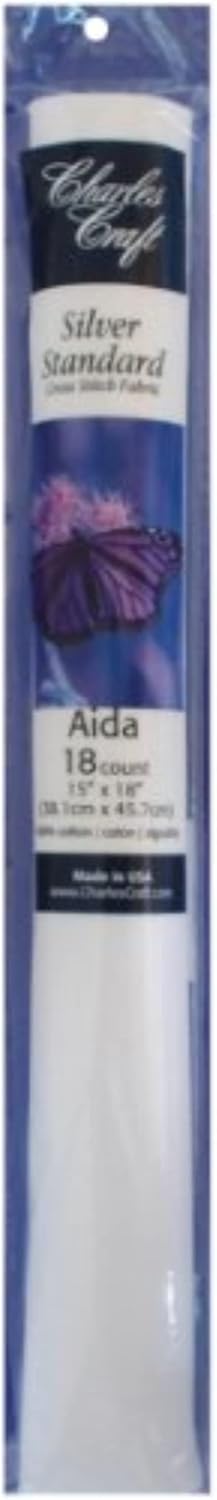 DMC TC8836-6750 Silver Label Aida Count with Soft Tube, White, 15 by 18-Inch, 18-Pack...