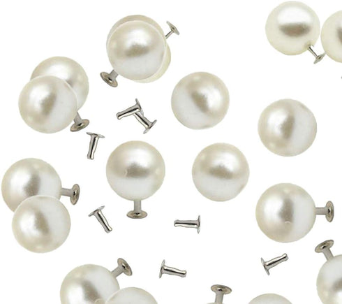 AKOAK 100 Set Pearl Rivet,Half Hole Faux Pearls Rivets Studs Buttons for Hat/Shoe/Clothes/Bag/Skirt/Bridal Veil DIY Accessories (10.0mm)...