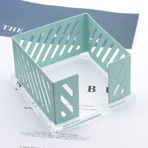 NatSumeBasics Sticky Note Holder Mint Green Metal Post a It Note Holder 3.5 x 3.5 Clear Acrylic Base Cube Dispenser for Desk Organizers Accessorie...