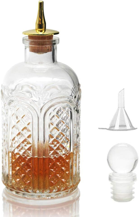 SuproBarware Bitters Bottle - Donatello Bitter Bottle for Cocktail, 8oz / 240ml, Glass Dashes Bottle with Stainless Steel Dasher Top...