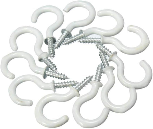 10Pcs White Screw-in Hanging Ceiling Hooks, Vinyl Coated Screw Hooks Screw-In Hooks for Hanging Plants Lights Mugs Heavy Duty Indoor Outdoor Use, ...