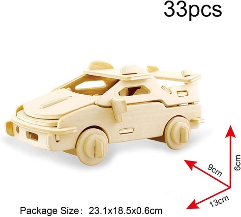 Georgie Porgy 3D Wooden Puzzles for Kids Toys Construction Woodcraft Kits DIY Model Puzzle Kits Birthday Gifts Pack of 3 (Sports Cars Off-Road Veh...