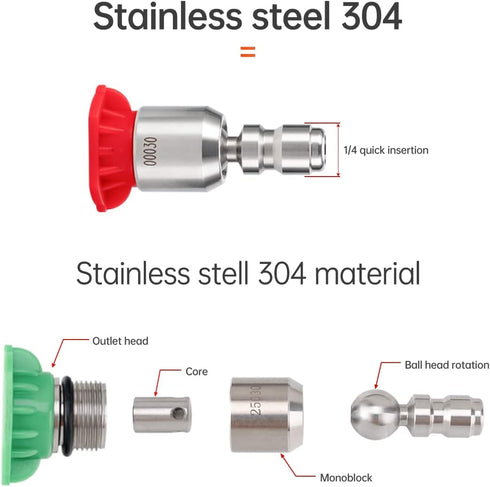 360° Rotation Pressure Washer Spray Nozzle Tip Set?4000 PSI Universal Power Washer Multiple Degrees Nozzle? 1/4 inch Quick Connect Design 4-Pack (...