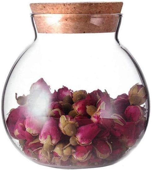 1PCS 500G/17oz Cear Empty Round Large Capacity Sealed Glass Bottles Vial Jars Packing Storage Hoder Containers with Wood Cork Stopper for Make up ...