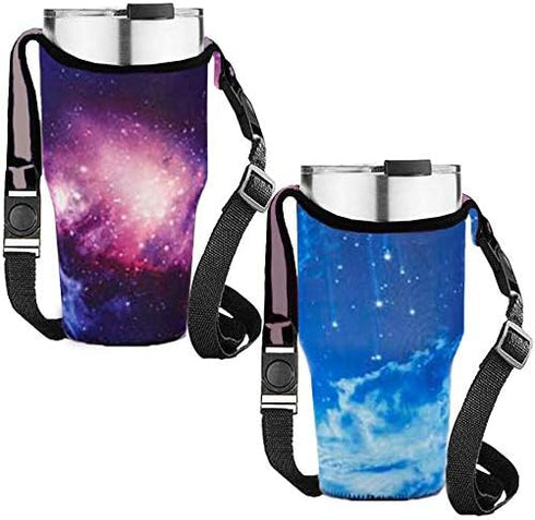 Tumbler 30oz Carrier Holder Pouch with Shoulder Strap, Fit for YETI, Rtic, Atlin, Ozark Trail, Rambler 30 oz Insulated Tumbler Coffee Cup, Neopren...