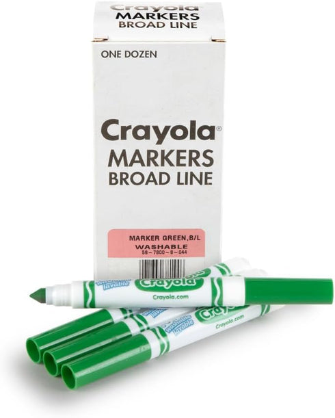 Crayola Washable Markers - Green (12ct), Kids Broad Line Markers, Bulk Markers for Classrooms & Teachers...