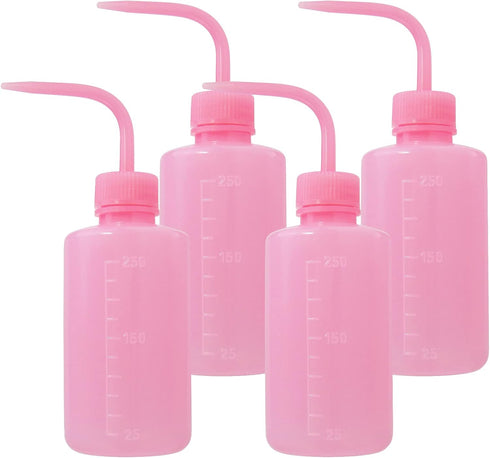 4 Packs Wash Bottle Plastic Tattoo Wash Bottle Water Squirt Bottle Squeeze Diffuser Bottle Food Dispensers Salad Jam Bottle (Pink)...