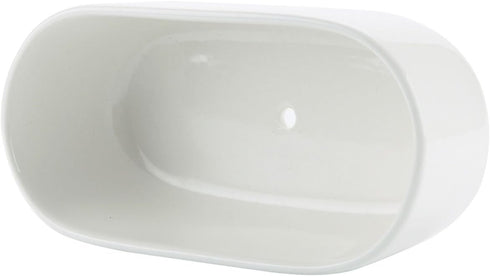 T4U 6.5 Inch Ceramic White Modern Oval Design Succulent Plant Pot/Cactus Plant Pot with Free Bamboo Tray...