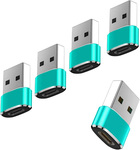 USB Type C Female to USB A Male Charger Converter Adapter 5 Pack for iPhone 15/Pro/Pro Max/Plus/14/13/12, XS/XR/X, Watch Series. iPad, Samsung (Bl...