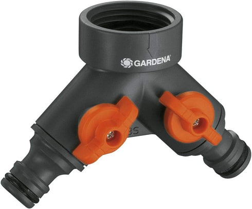 Gardena 36938 Garden Hose Y-Valve With Flow Control Valves, Connect 2 Hoses to 1 Tap, Made in Germany...