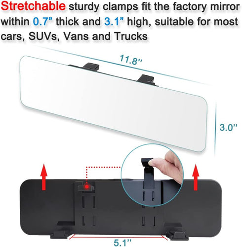 (Newest Version) SkycropHD Frameless Rear View Mirror Interior Panoramic Wide Angle Mirror Eliminate Blind Spots for Car SUV Truck – Flat,11.8in (...