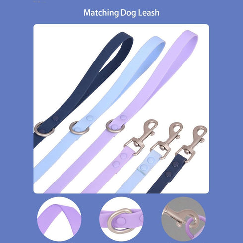 Light Blue Plastic Dog Collar and Leash Set, Silicone Rubber Puppy Collar PVC Washable Quick Release Buckle Water Swim Waterproof Dog Collars for ...