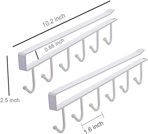 AliCH Mug Holder 2pcs Under Cabinet Mug Hooks Rack, Nail Free Coffee Cups Holder,Under Shelf Hanger for Cups/Kitchen Utensils/Ties Belts/Scarf/Key...