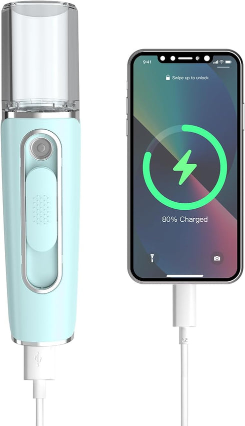 Nano Facial Mister, Cool Mist Face Steamer with 2 Spray Nozzle, USB Rechargeable, Visual Water Tank, Nano Mister for Eyelash Extensions, Skin Care...