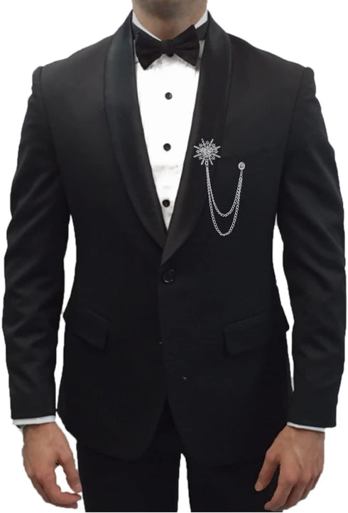 Snowflake Rhinestone Brooches, Hanging Chain Tassel Badge, Gold Silver Snowflake Long-chain Brooches Shirt Collar Lapel Pin for Men Women Suit Acc...