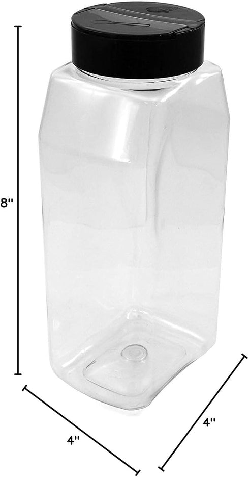 Large Clear Plastic Spice Jars w/Dual Sifter Cap | Food Grade BPA Free USA Made | 32 Fluid Ounce Capacity by Pride Of India...