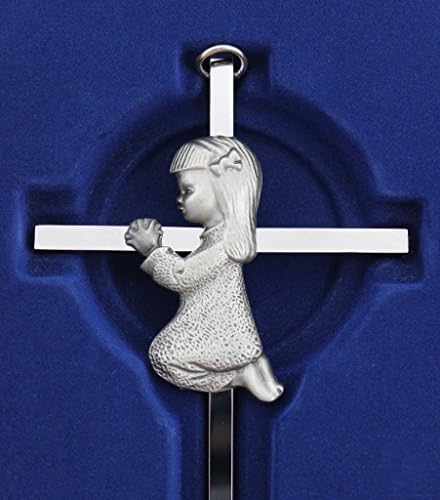Silver Toned Girl Wall Cross Infant Blessing Baby Plaque Wall Decor Hanging Gift...