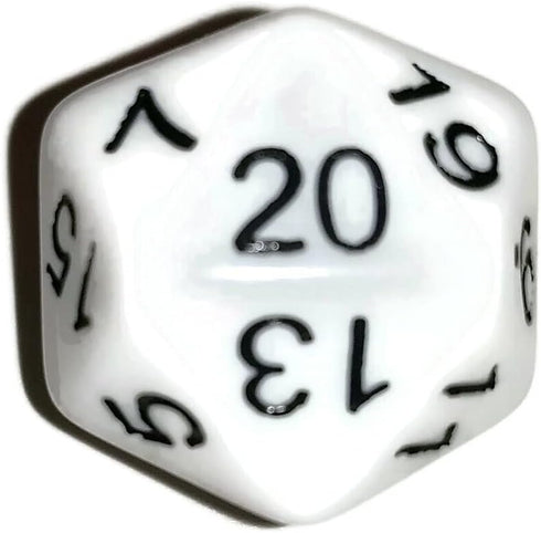 White with Black Numbers d20 Initiative Advantage Die for Role-Playing Games. 20 sided RPG Dice...