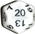 White with Black Numbers d20 Initiative Advantage Die for Role-Playing Games. 20 sided RPG Dice...