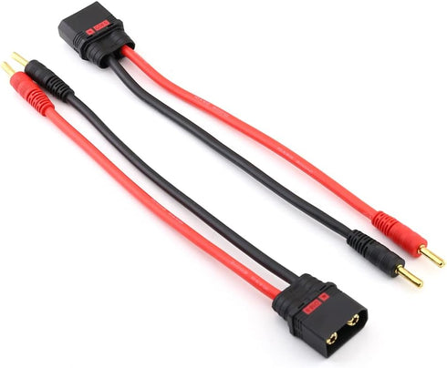 SoloGood 2pcs QS8 Charge Lead QS8 to 4mm Bullet Banana Connector Plug Charger Cable Lead 10AWG Silicone Wire Cable for FPV RC Power Supply......