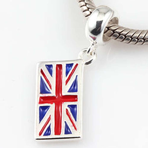 UK Flag Charm 925 Sterling Silver Symol of England Pandant Country Charm for Bracelet...