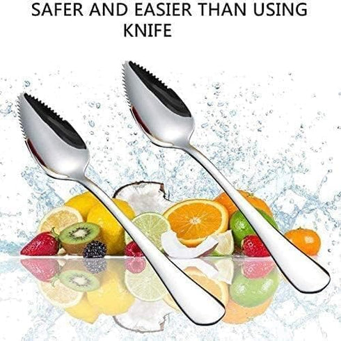 2Pcs Grapefruit Spoon Stainless Steel Fruit Spoon, Stainless Steel Spoon, Serrated Edge Ice Cream Scrape Cut Spoons For Fruit Dessert Cheese Veget...