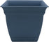 The HC Companies 8 Inch Eclipse Square Planter with Saucer - Indoor Outdoor Plant Pot for Flowers, Vegetables, and Herbs, Slate Blue...