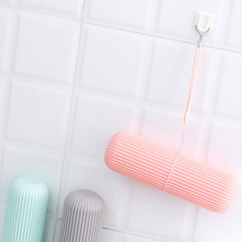 1 Piece Plastic Toothbrush Case Holder Travel Toothpaste Toothbrush Bin Holder Storage Wash Cup for Outdoor Travel Trip, Beige...